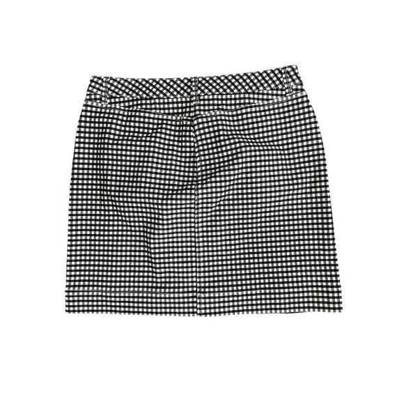 TALBOTS Skirt Size 12 Petite 12P Black White Denim Gingham Check A-Line Stretch - Picture 2 of 6